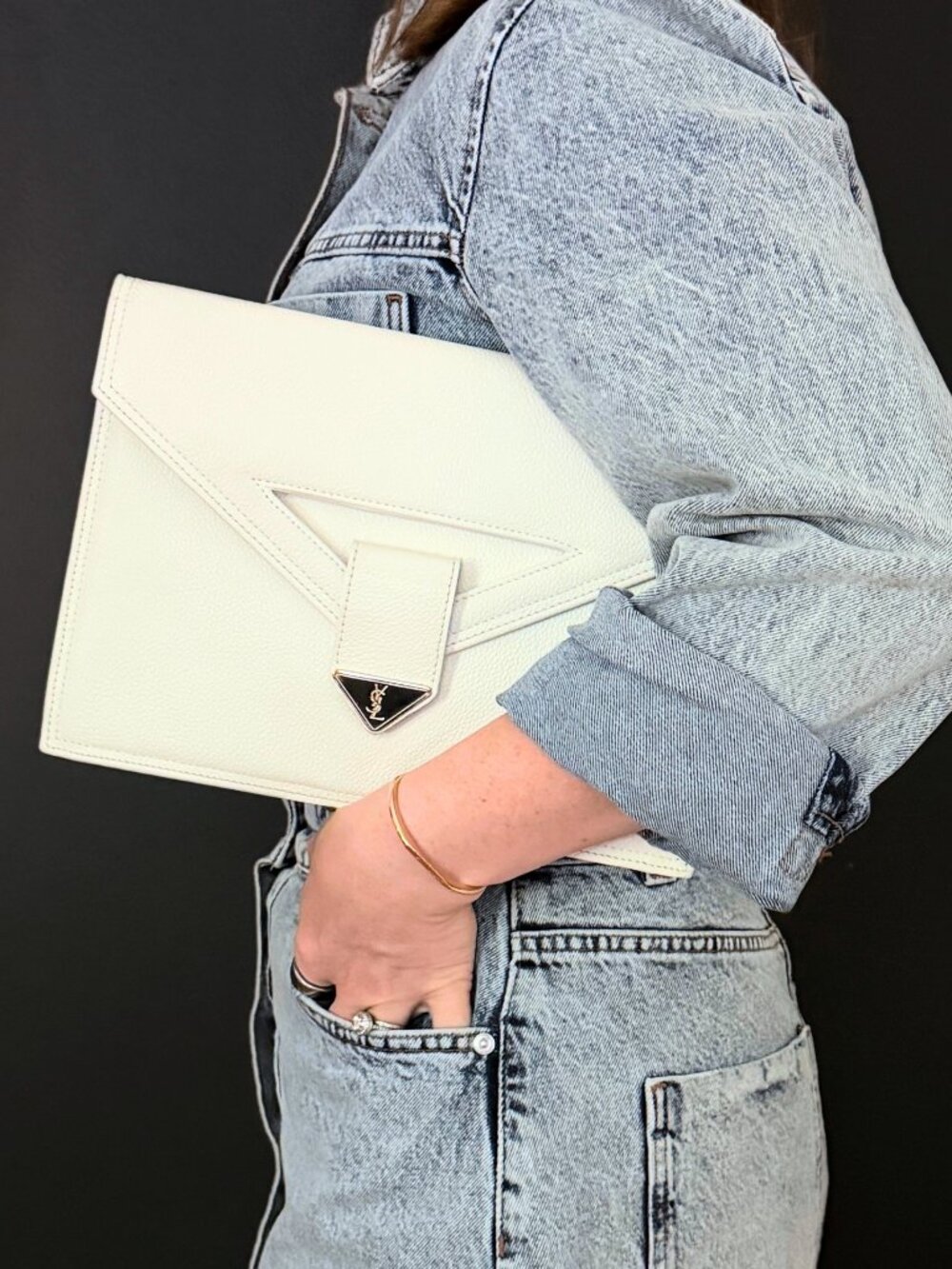 YVES SAINT LAURENT Vintage White/Ivory Clutch - Picture 7 of 8